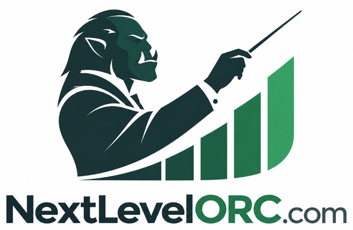 NextLevelORC logo: an orc conductor leading rising green bars